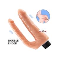 Erofoni 00485 İkili Çatal 18 ve 14 CM Çift Taraflı Titreşimli Ultra Süper Realistik Vibratör Penis