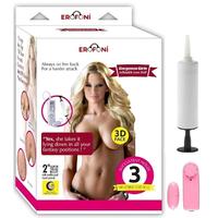 Erofoni 8704 Sarı Saçlı Titreşimli 3 İşlevli Dolgu Yüzlü Süper Şişme Bebek Kadın Manken