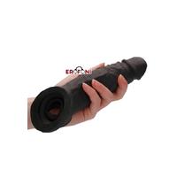 Erofoni BDM1145 Ultra Süper Realistik Ucu 6 Cm Dolgulu 20 Cm Testise Takılmalı Siyah Zenci Uzatmalı Penis Kılıfı