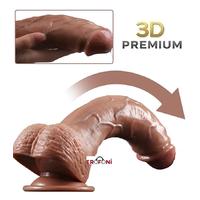 Erofoni BDM1290 Premium 3D Model Çift Katmanlı 23.5 CM Ultra Süper Realistik Vantuzlu Gerçek Kalıp Dildo Penis