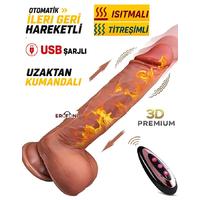 Erofoni BDM1586 Usb Şarjlı Otomatik İleri Geri Hareketli Isıtmalı 21 CM Uzaktan Kumandalı Titreşimli Vantuzlu Dildo Vibraör Penis