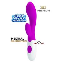 Erofoni BDM4174 Medikal Silikon 30 Mod Titreşimli Çift Motorlu Klitoris Uyarıcılı 20 CM Teknolojik Vibratör