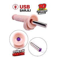 Erofoni C-7434 Usb Şarjlı 10 Mod Titreşimli 21 CM Süper Realistik Vantuzlu Dildo Vibratör Penis