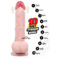 Erofoni C-7434 Usb Şarjlı 10 Mod Titreşimli 21 CM Süper Realistik Vantuzlu Dildo Vibratör Penis