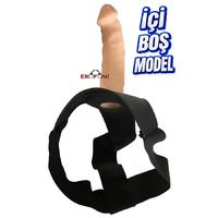 Erofoni C-7638 Süper Realistik Ucu 6 CM Dolgulu 18 CM İçi Boş Belden Bağlamalı Strapon Takma Dildo Penis