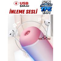 Erofoni C-WYSM70 Emiş Modlu İnleme Sesli Usb Şarjlı Otomatik Akıllı 8 Mod Titreşimli 18 CM Yapay Suni Vajina Mastürbatör