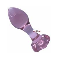 Erofoni LS-A61 Çiçek Figürlü Komple Kaliteli Kalın Cam Yapı 9 Cm Pembe Anal Açıcı Gevşetici Plug