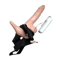 Erofoni 603 Çift Taraflı 20 CM ve 10 CM Titreşimli Belden Bağlamalı Strapon Anal Plug ve Vibratör Penis