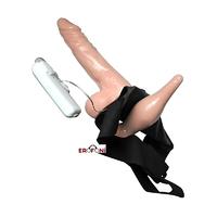 Erofoni 603 Çift Taraflı 20 CM ve 10 CM Titreşimli Belden Bağlamalı Strapon Anal Plug ve Vibratör Penis