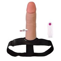 Erofoni 1209 İçi Boş Titreşimli 18 CM Süper Realistik Belden Bağlamalı Takma Protez Yapay Vibratör Penis