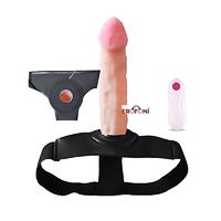 Erofoni 605-B İçi Boş Titreşimli 19 CM Süper Realistik Belden Bağlamalı Takma Protez Yapay Vibratör Penis