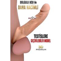 Erofoni LI217 Ultra Süper Realistik Ucu 6 Cm Dolgulu 20 Cm Testise Takılmalı Uzatmalı Penis Kılıfı