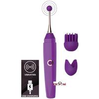 Erofoni LS-0007-PURPLE Usb Şarjlı Purple 18 CM Ultra Güçlü 10 Mod Titreşimli 3 Başlıklı Teknolojik Medikal Silikon Vibratör