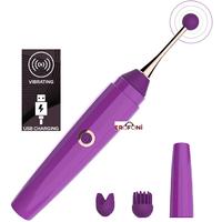 Erofoni LS-0007-PURPLE Usb Şarjlı Purple 18 CM Ultra Güçlü 10 Mod Titreşimli 3 Başlıklı Teknolojik Medikal Silikon Vibratör