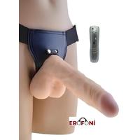 Erofoni LS-001-V-K605 Ultra Süper Realistik Titreşimli 21 CM Belden Bağlamalı Takma Strapon Vibratör Penis