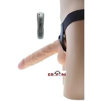 Erofoni LS-001-V-K605 Ultra Süper Realistik Titreşimli 21 CM Belden Bağlamalı Takma Strapon Vibratör Penis