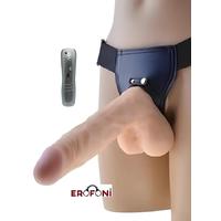 Erofoni LS-001-V-K605 Ultra Süper Realistik Titreşimli 21 CM Belden Bağlamalı Takma Strapon Vibratör Penis
