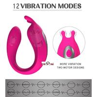 Erofoni LS-0100-PEMBE Uzaktan Kumandalı Usb Şarjlı Su Geçirmez Çift Motorlu Teknolojik 12 Hız Titreşimli Vibratör