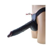 Erofoni LS-024-BLACK-K605 Ultra Süper Realistik 23 CM Belden Bağlamalı Siyah Kemerli Zenci Dildo Takma Strapon Penis