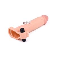 Erofoni LS-043 Ucu 8 CM Dolgulu Titreşimli 21 CM Süper Realistik Uzatmalı Penis Kılıfı 