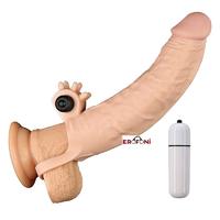 Erofoni LS-047 Ucu 7 CM Dolgulu Titreşimli 19 CM Realistik Süper Uzatmalı Penis Kılıfı
