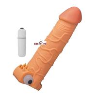 Erofoni LS-048 Ucu 6 Cm Dolgulu Titreşimli 17 CM Süper Realistik Uzatmalı Penis Kılıfı