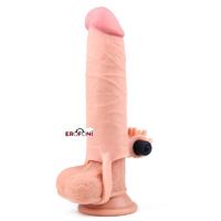 Erofoni LS-049A Ucu 6 Cm Dolgulu Titreşimli 16 CM Kaliteli Realistik Uzatmalı Penis Kılıfı
