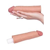 Erofoni LS-073 Ucu 4 Cm Dolgulu 19 CM Süper Realistik Uzatmalı Penis Kılıfı