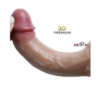 Erofoni LS-1 Özel Seri 3D Premium 21 Cm Çift Katmanlı Ultra Hissiyat Realistik Damarlı Vantuzlu Dildo Penis