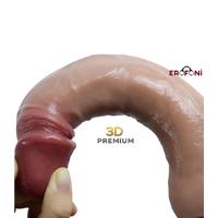 Erofoni LS-1 Özel Seri 3D Premium 21 Cm Çift Katmanlı Ultra Hissiyat Realistik Damarlı Vantuzlu Dildo Penis
