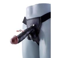 Erofoni LS-154-BLACK-K605 Ultra Süper Realistik 20 CM Belden Bağlamalı Siyah Zenci Dildo Takma Strapon Penis