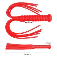 Erofoni LS-17073-KIRMIZI Profesyonel Beyaz 40 Cm Silikon Fetiş Kamçı Kırbaç