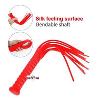 Erofoni LS-17073-KIRMIZI Profesyonel Beyaz 40 Cm Silikon Fetiş Kamçı Kırbaç