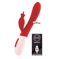 Erofoni LS-18030 Usb Şarjlı 20 CM Çift Motorlu Teknolojik 12 Hız Titreşimli Mor Rabbit Realistik Tavşan Vibratör
