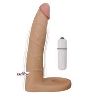 Erofoni LS-197B Ultra Süper Realistik Titreşimli 16 CM Dildolu Vibratör Penis Halkası