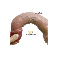 Erofoni LS-2 Özel Seri 3D Premium 21.5 Cm Çift Katmanlı Ultra Hissiyat Realistik Damarlı Dildo Penis