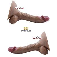 Erofoni LS-4 Özel Seri 3D Premium Çift Katmanlı 21 Cm Ultra Hissiyat Realistik Damarlı Geniş Vantuzlu Dildo Penis