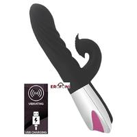 Erofoni LS-58001 Usb Şarjlı 23 CM İleri Geri Darbe Hareketli 12 Hız Titreşimli Su Geçirmez Siyah Uyarıcılı Vibratör
