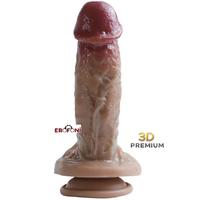 Erofoni LS-6 Özel Seri 3d Premium Çift Katmanlı 20.5 Cm Ultra Hissiyat Realistik Damarlı Vantuzlu Dildo Penis