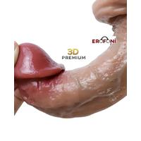 Erofoni LS-6 Özel Seri 3d Premium Çift Katmanlı 20.5 Cm Ultra Hissiyat Realistik Damarlı Vantuzlu Dildo Penis