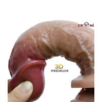 Erofoni LS-6 Özel Seri 3d Premium Çift Katmanlı 20.5 Cm Ultra Hissiyat Realistik Damarlı Vantuzlu Dildo Penis