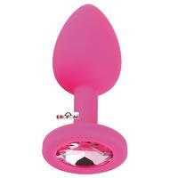Erofoni LS-GJ-01-3 Medikal Silikon 9 Cm Taşlı Anal Tıkaç Gevşetici Alıştırıcı Pembe Pink Large Plug