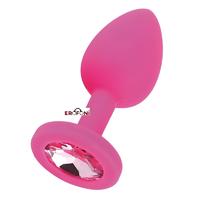 Erofoni LS-GJ-01-3 Medikal Silikon 9 Cm Taşlı Anal Tıkaç Gevşetici Alıştırıcı Pembe Pink Large Plug