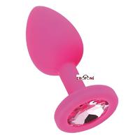 Erofoni LS-GJ-01-3 Medikal Silikon 9 Cm Taşlı Anal Tıkaç Gevşetici Alıştırıcı Pembe Pink Large Plug
