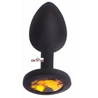 Erofoni LS-GJ-03-3 Medikal Silikon 9 Cm Taşlı Anal Tıkaç Gevşetici Alıştırıcı Siyah Black Large Plug