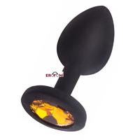 Erofoni LS-GJ-03-3 Medikal Silikon 9 Cm Taşlı Anal Tıkaç Gevşetici Alıştırıcı Siyah Black Large Plug