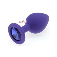 Erofoni LS-GJ-04-3 Medikal Silikon 9 Cm Taşlı Anal Tıkaç Gevşetici Alıştırıcı Mor Purple Large Plug