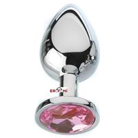 Erofoni LS-KO-P004 Paslanmaz Alüminyum Alaşımlı 8 Cm Çelik Metal Taşlı Silver Anal Gevşetici Alıştırıcı Medium Plug