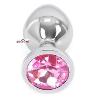 Erofoni LS-KO-P004 Paslanmaz Alüminyum Alaşımlı 8 Cm Çelik Metal Taşlı Silver Anal Gevşetici Alıştırıcı Medium Plug