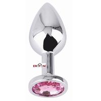 Erofoni LS-JS-01-3 Paslanmaz Alüminyum Alaşımlı 9 Cm Çelik Metal Taşlı Silver Anal Gevşetici Alıştırıcı Large Plug